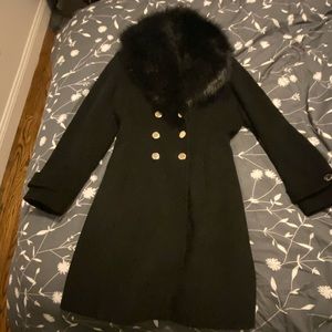 Ivanka Trump NWT wool coat faux fur Black